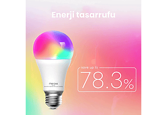 MEROSS Wi-Fi Uzaktan Kontrollü Akıllı Enerji Tasarruflu 810 Lümen RGB LED Ampul_2