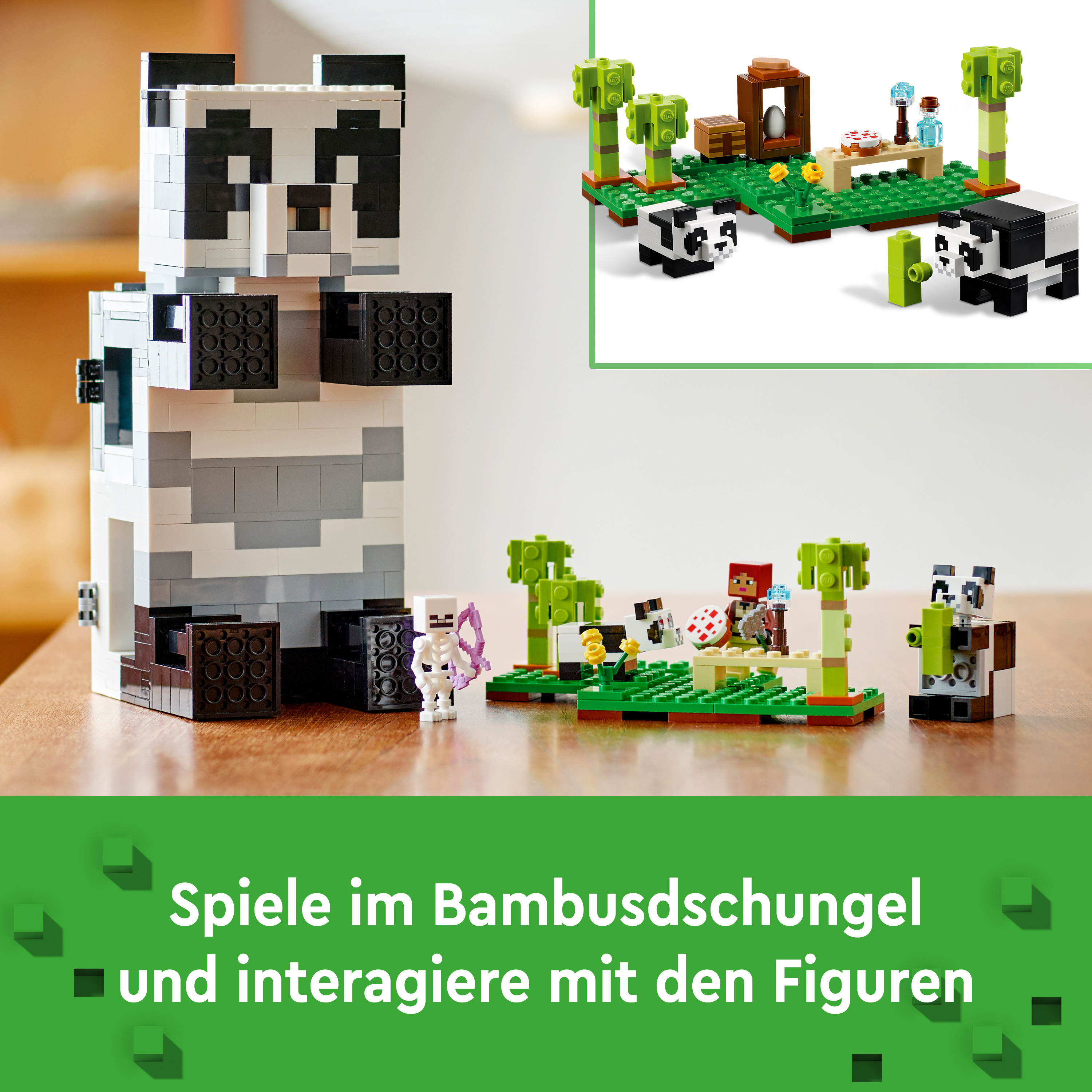 LEGO Minecraft 21245 Das Pandahaus Bausatz, Mehrfarbig