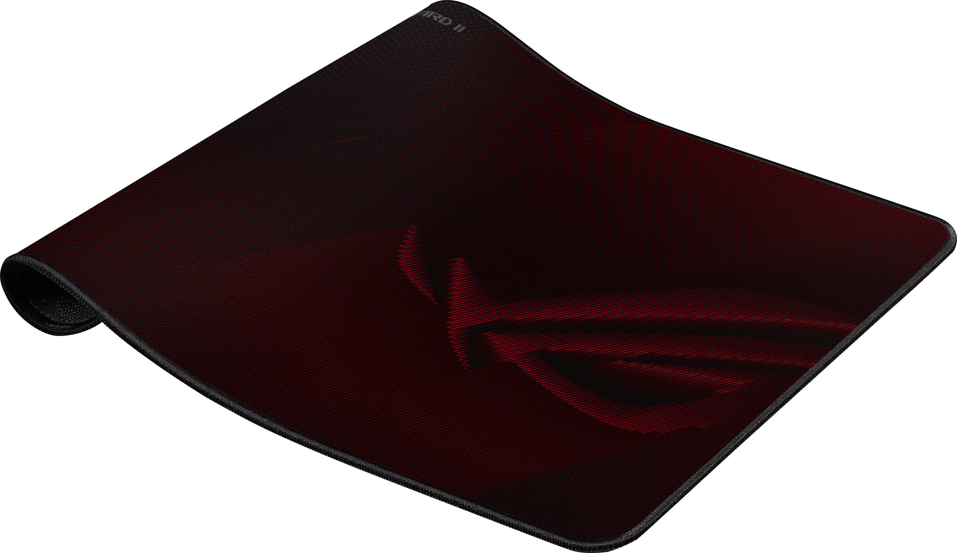 Rote Gaming-Mausmatte mit ROG-Logo und feinen Linien.