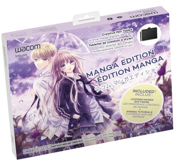 Une boîte Wacom Intuos Manga Edition avec des illustrations de manga.