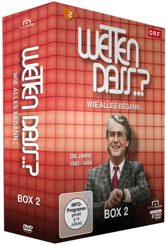 DVD-Box-Set für die Show 'Wetten Dass...?' mit einem Mann auf dem Cover.