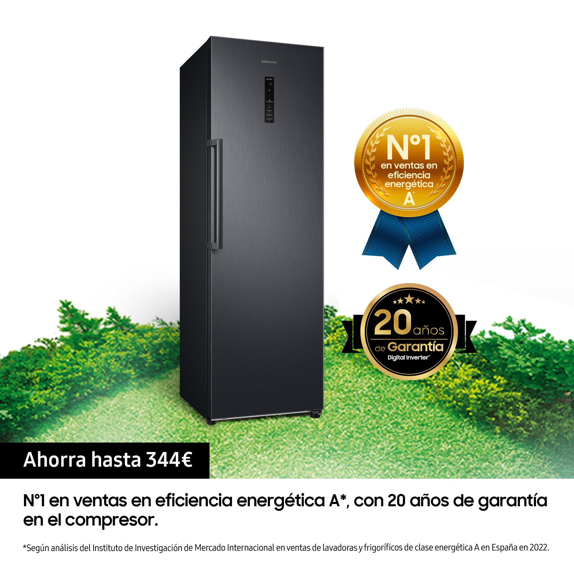 Frigorífico una puerta - Samsung RR39M7565B1/ES, 387 L, Independiente, 41 dB,  Negro