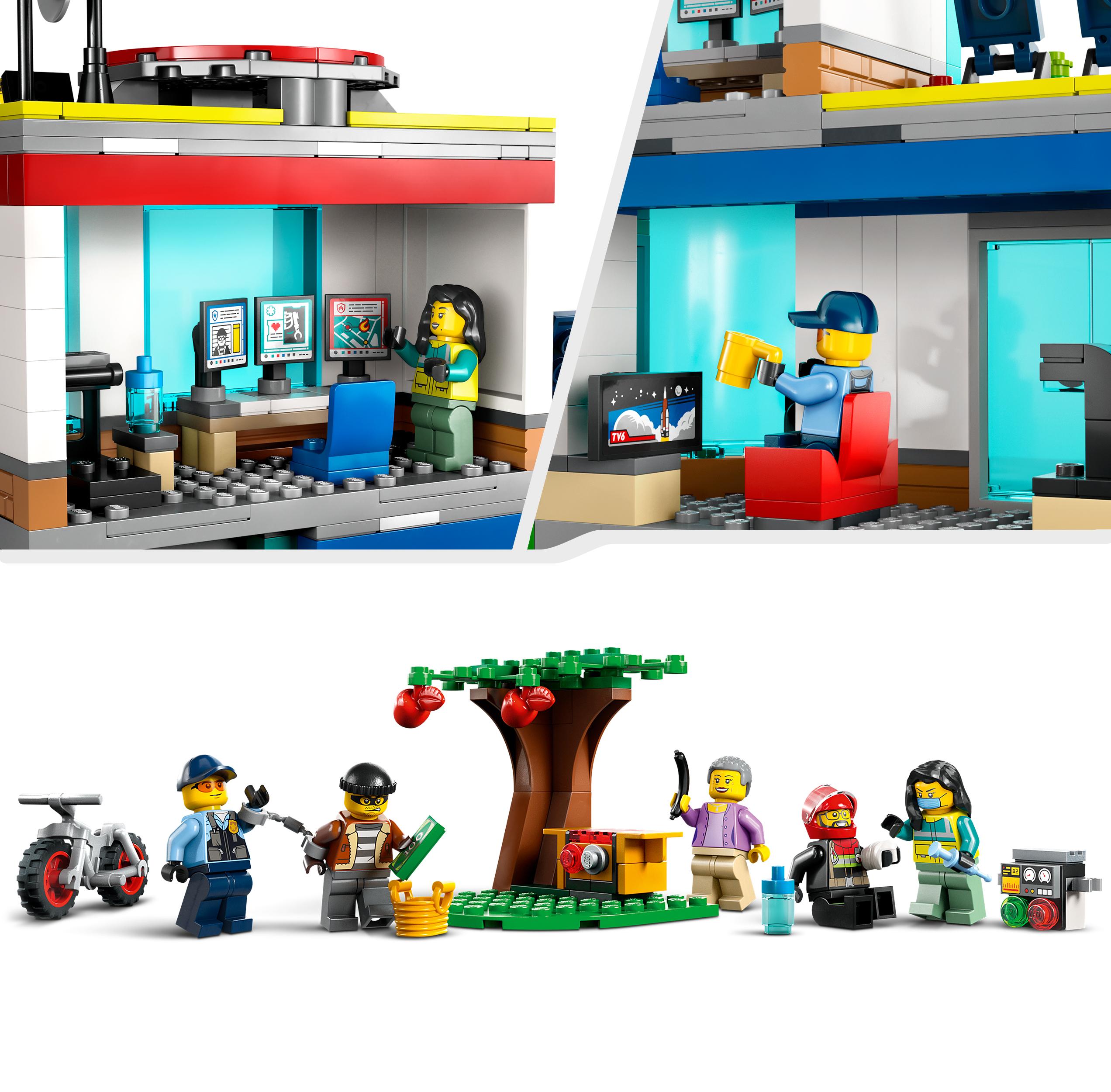 LEGO City 60371 Hauptquartier der Rettungsfahrzeuge Bausatz, Mehrfarbig