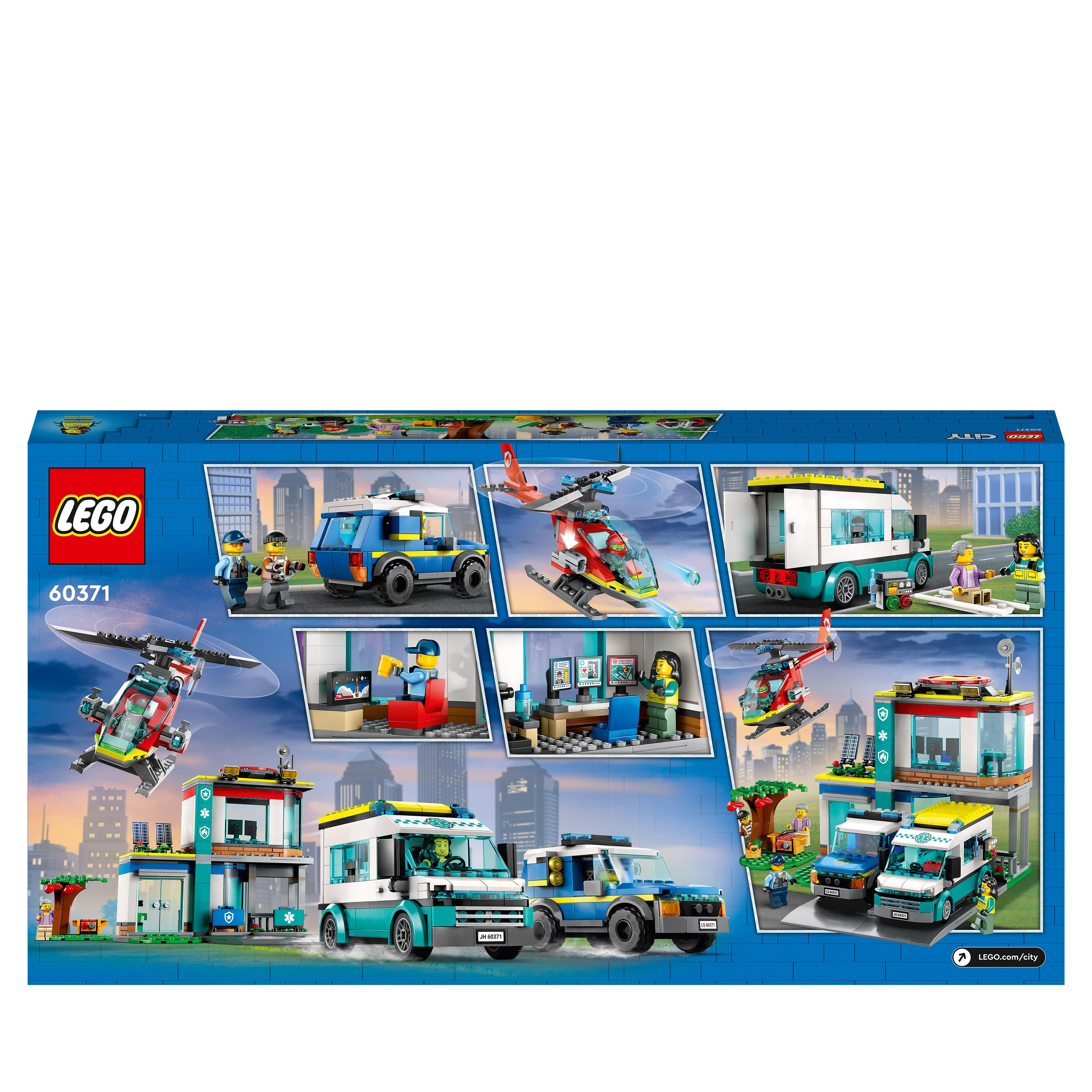 LEGO City 60371 Hauptquartier der Rettungsfahrzeuge Bausatz, Mehrfarbig