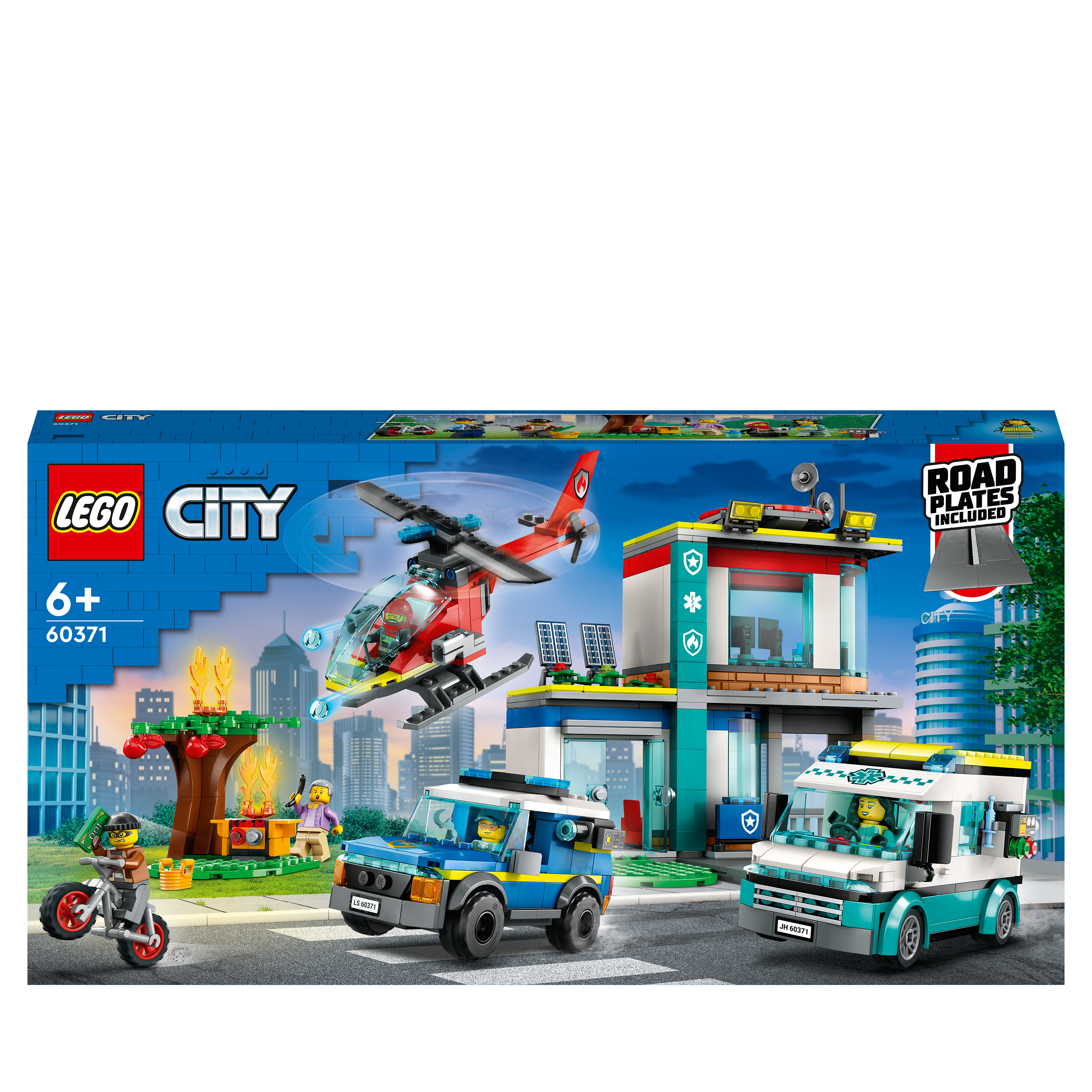 LEGO City 60371 Hauptquartier der Rettungsfahrzeuge Bausatz, Mehrfarbig