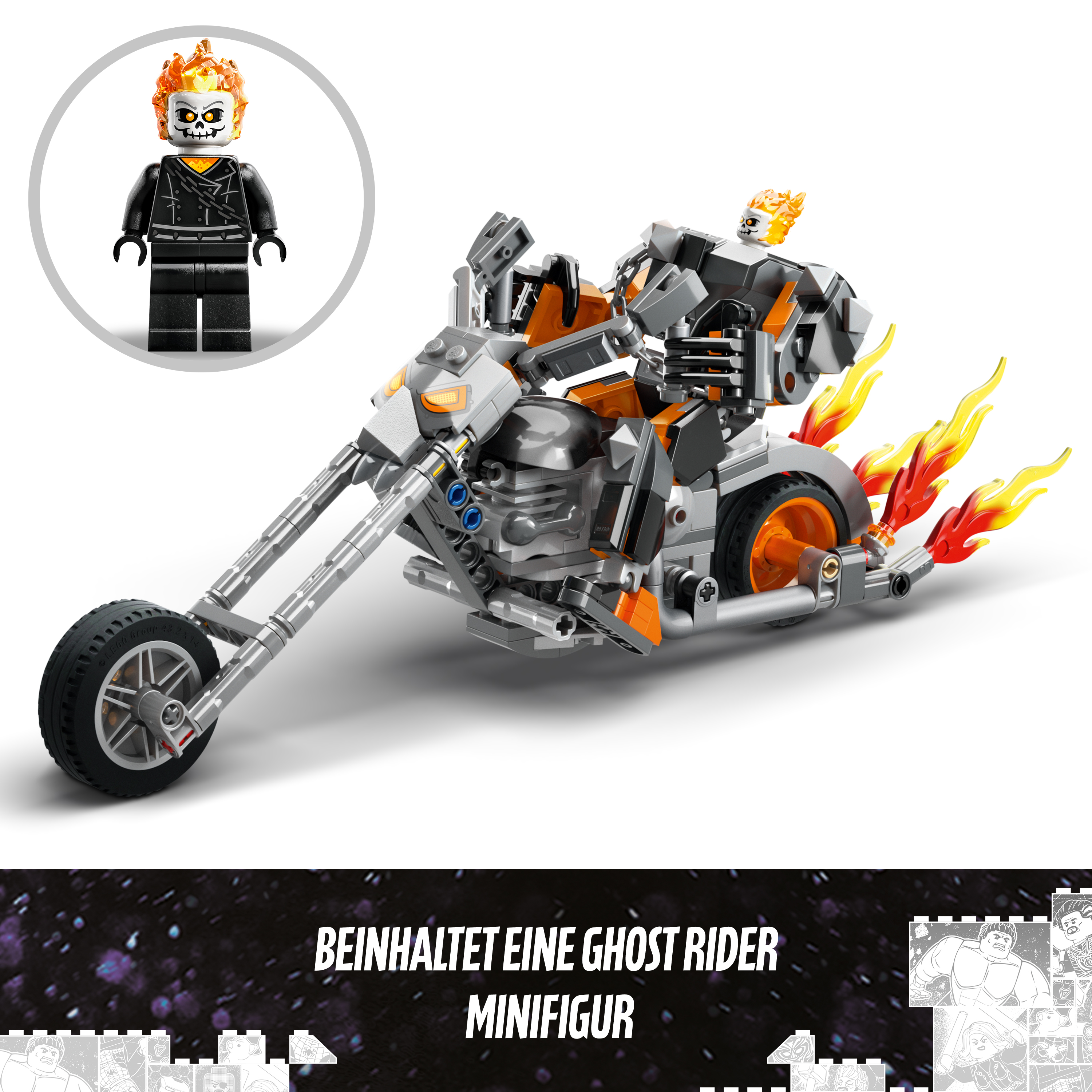 LEGO Marvel & mit Mech Bausatz, Mehrfarbig Bike Rider Ghost 76245