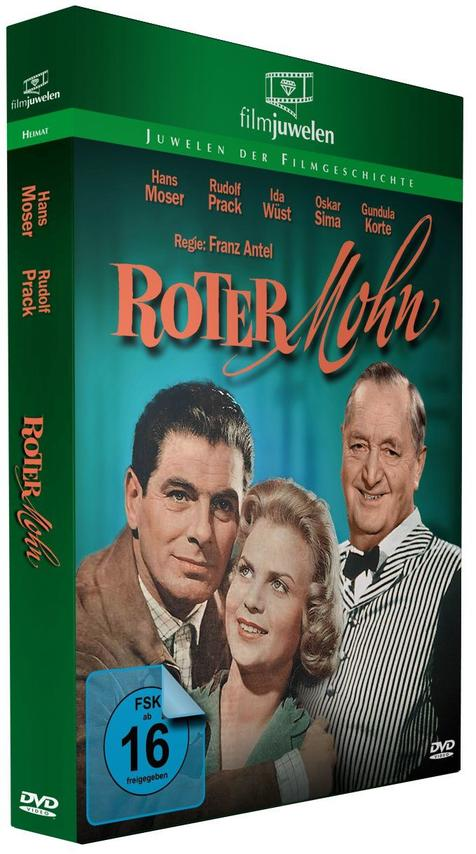 DVD-Hülle eines Films mit dem Titel Roter Mohn und Gesichtern von Schauspielern.