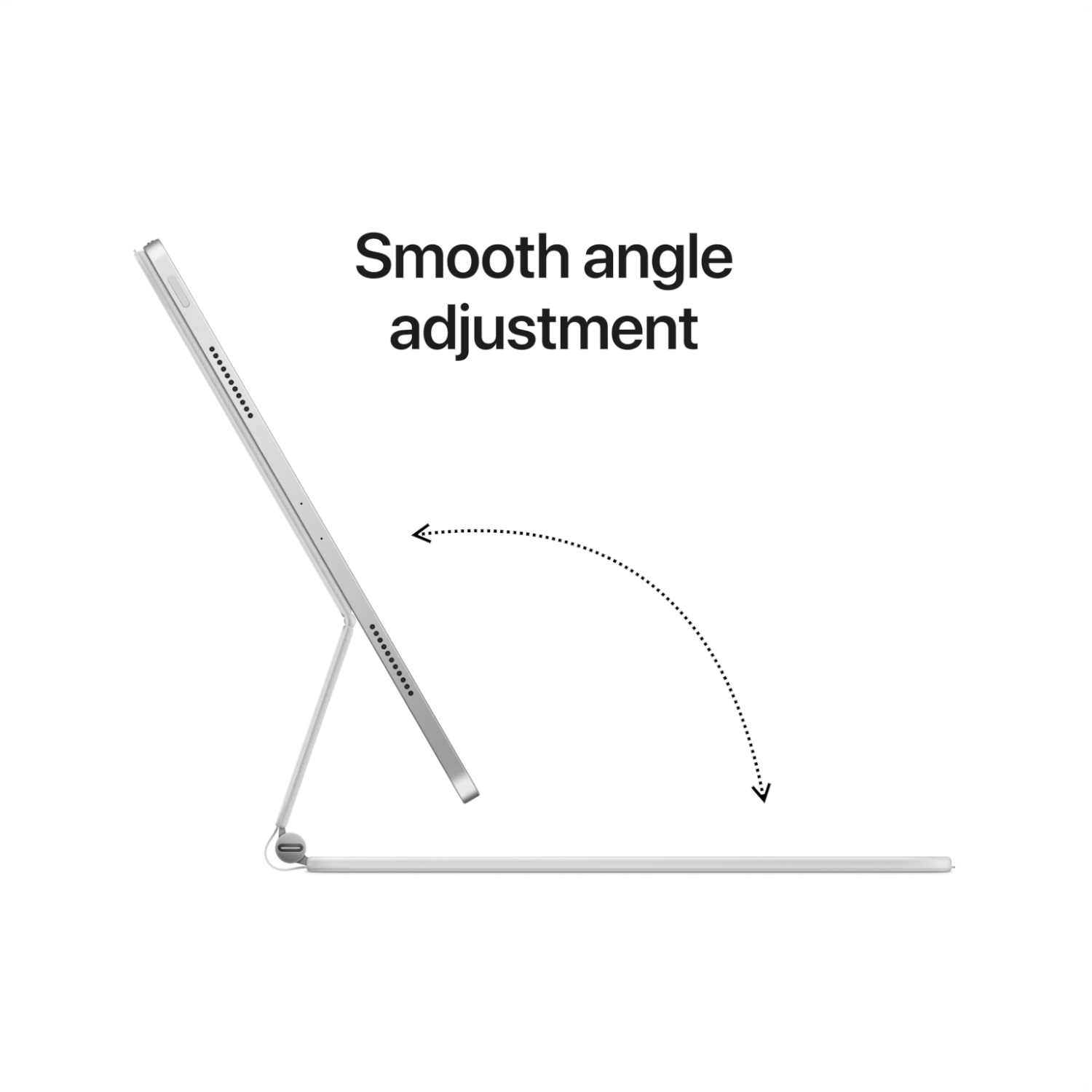 Un iPad Pro avec le Magic Keyboard, présentant un réglage d'angle en douceur.