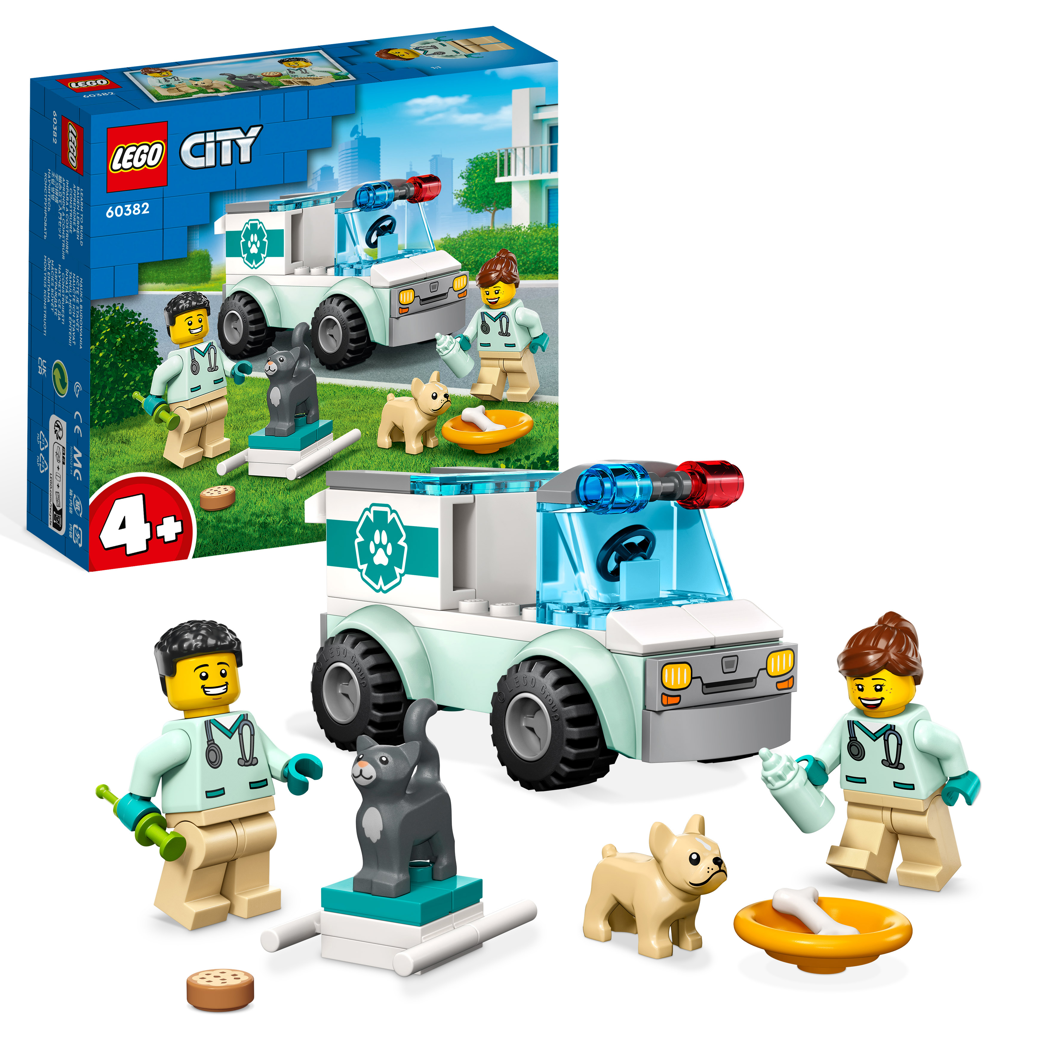 LEGO City 60382 Tierrettungswagen Bausatz, Mehrfarbig