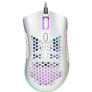 Ratón gaming - ISY IGM-4500-WT, Por cable, Iluminación LED RGB, 7200 ppp, Ultraligero, Blanco