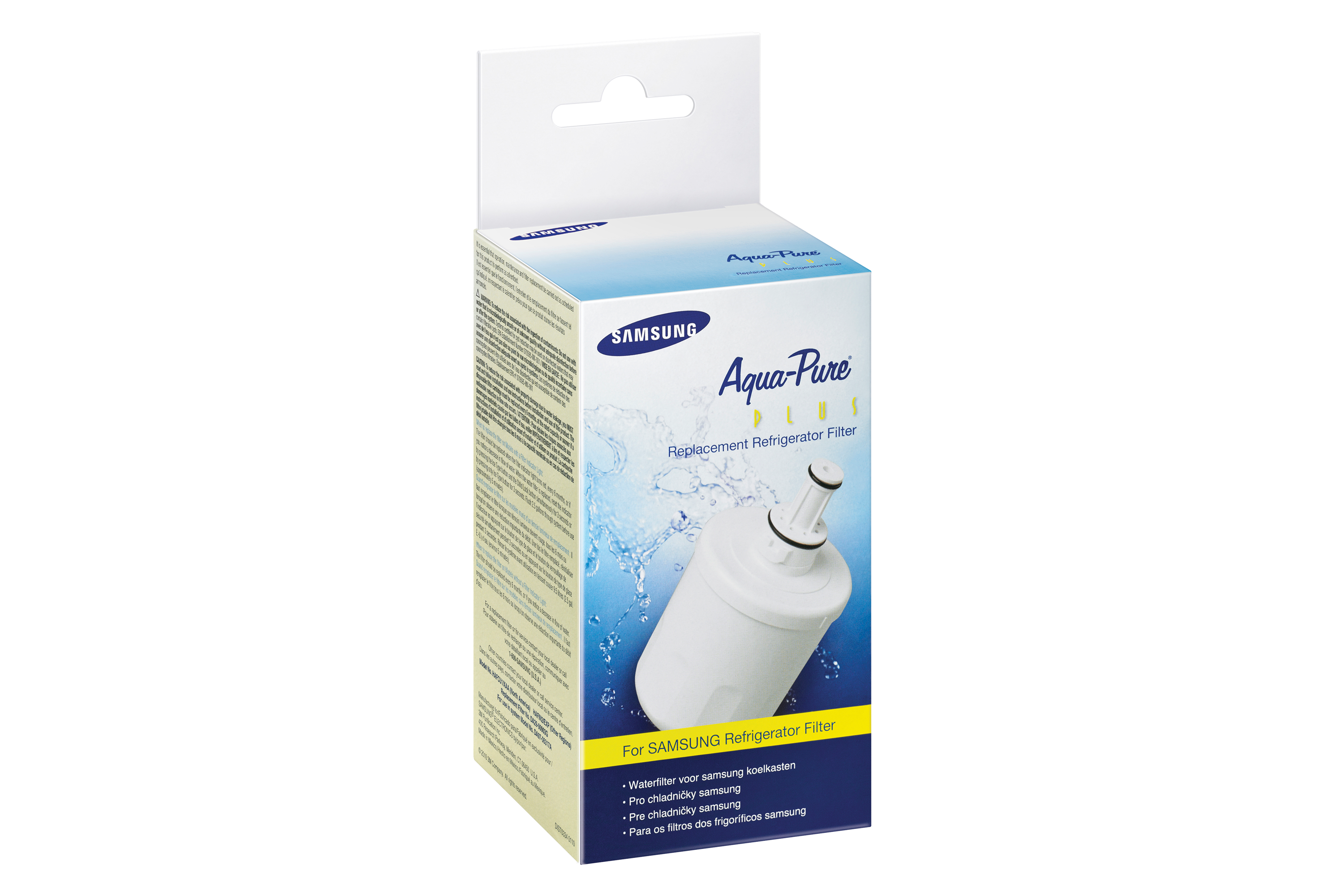 Caja blanca de filtro de refrigerador Samsung Aqua-Pure PLUS.