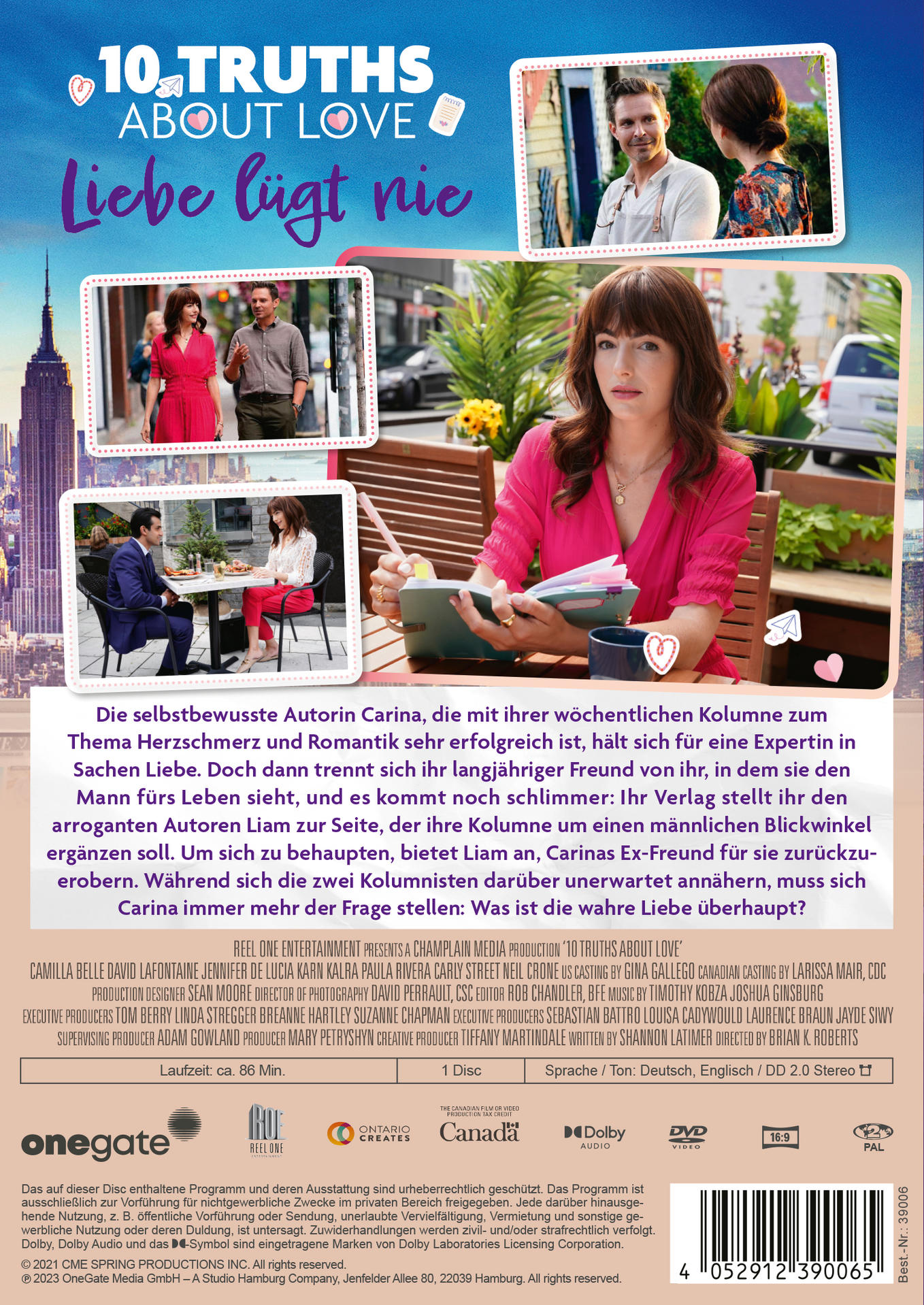 DVD-Cover für "10 Truths About Love" mit Schauspielern in romantischer Umgebung. Text auf Deutsch.