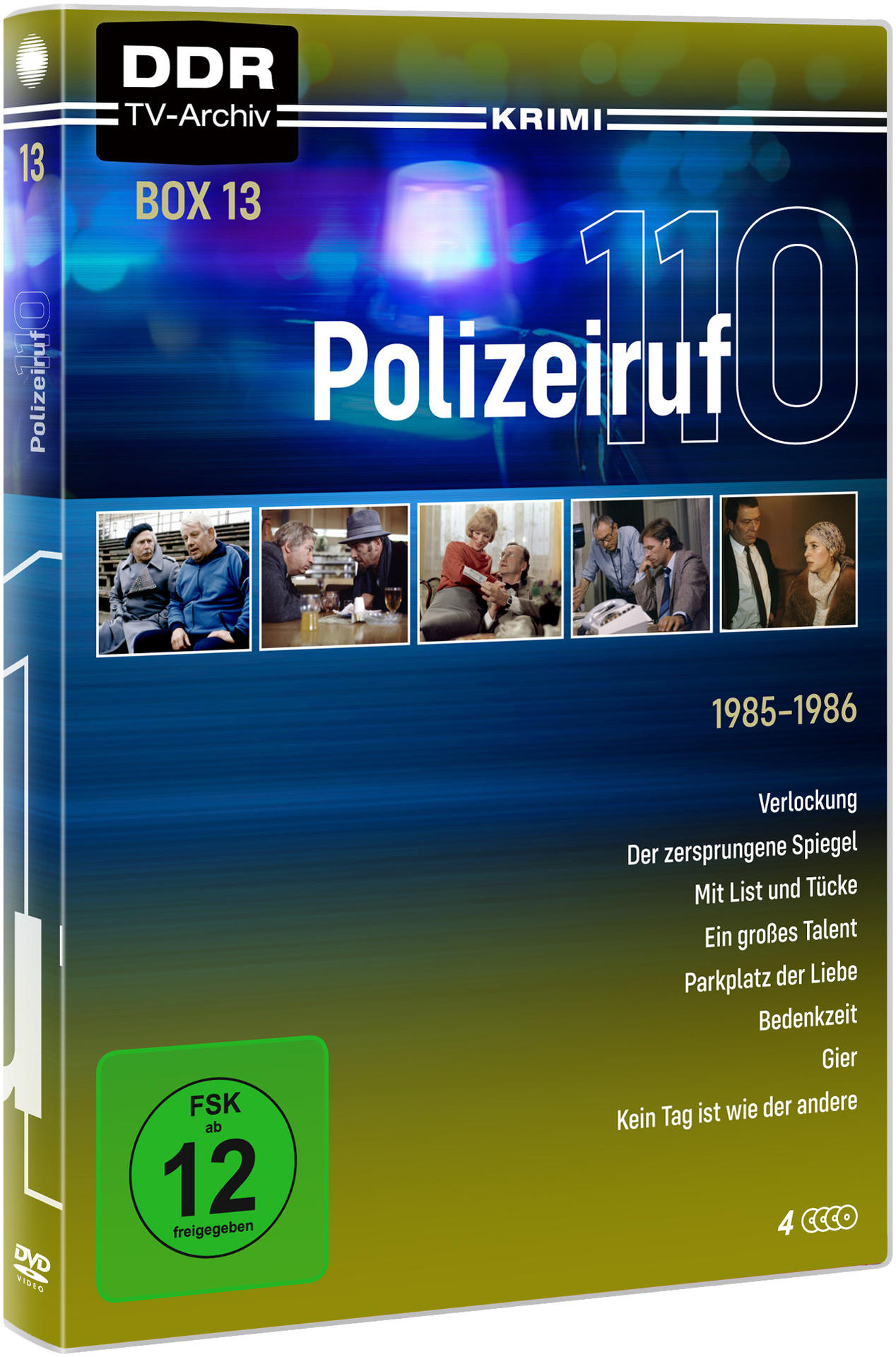Eine DVD-Box der deutschen Fernsehserie 'Polizeiruf 110' mit mehreren Fotos.