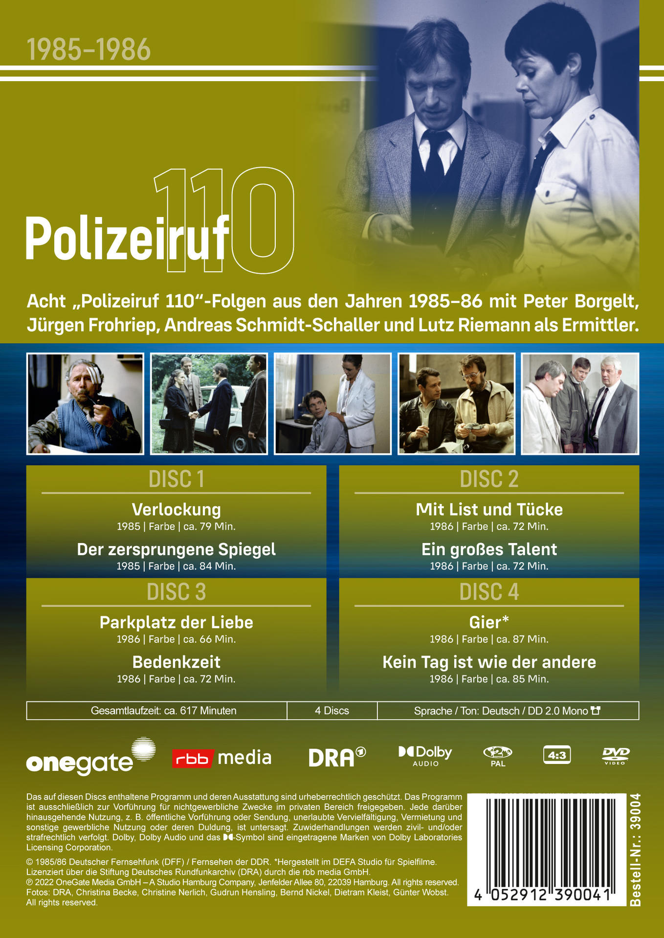 DVD-Hülle mit deutschem Text. Text: Polizei 110.