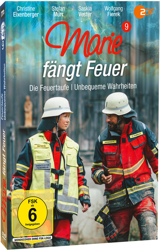 DVD-Cover eines deutschen Films, Feuerwehrleute. Zwei in Uniform, mit Titel und Schauspielernamen.