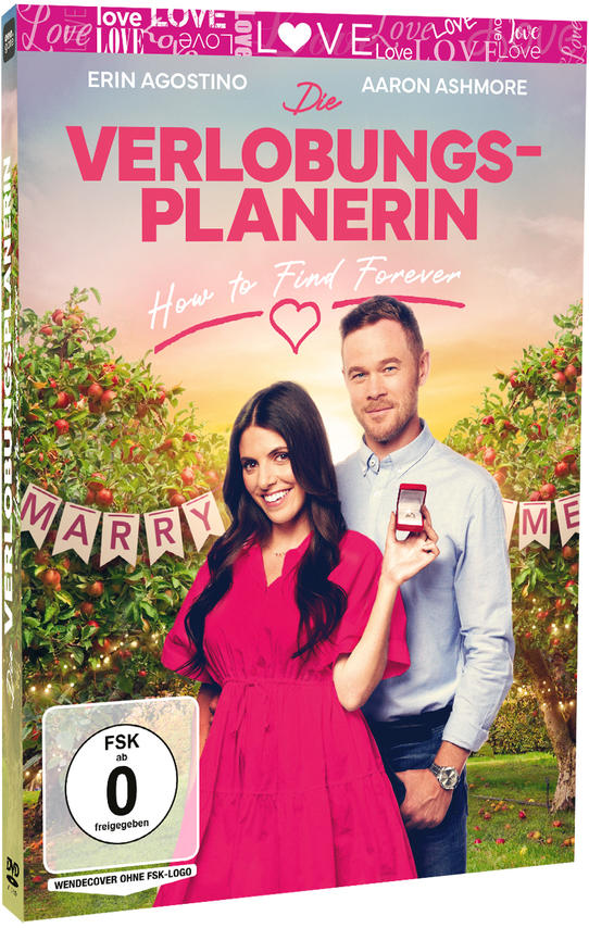 DVD-Cover eines romantischen Films. Ein Paar im Garten, die Frau hält eine Ringbox. Titel oben.