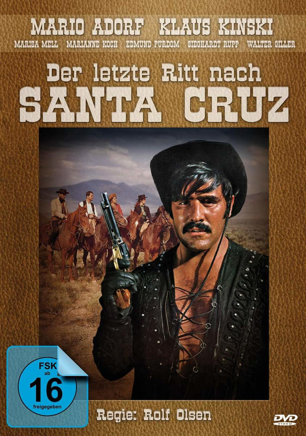 Filmposter für 'Der letzte Ritt nach Santa Cruz'. Mann mit Pistole im Cowboyhut. Text auf Deutsch.