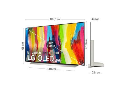 TV OLED 48  LG OLED48C25LB, OLED 4K, Procesador Inteligente α9 Gen5 AI  Processor 4K, Smart TV, DVB-T2 (H.265), Blanco