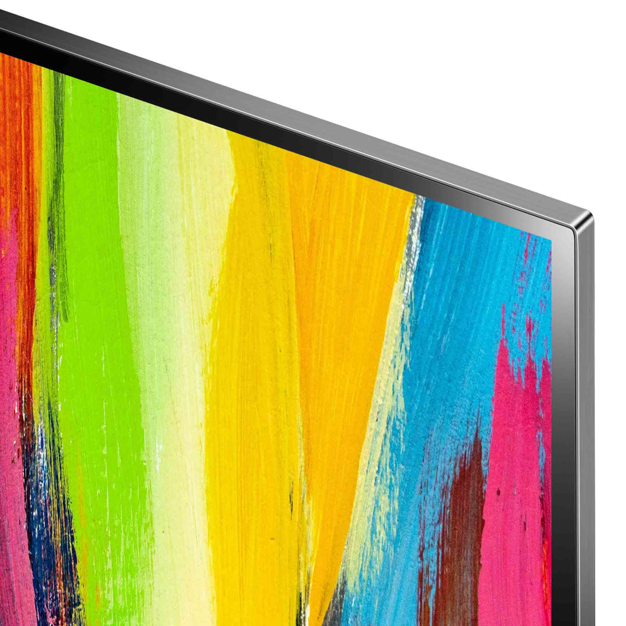 Una pantalla de TV con una pintura abstracta colorida. Los colores son brillantes y vibrantes.
