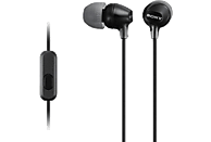 Auriculares de botón - Sony MDR-EX15APB, Con micrófono, Botón, Tapones de Silicona, Iman de Neodimio, Negro