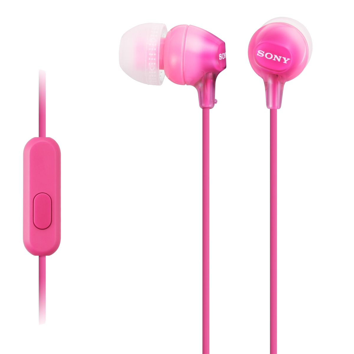 Auriculares de botón - Sony MDR-EX15APPI, Con micrófono, Botón, Tapones de Silicona, Iman de Neodimio, Rosa