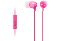 Auriculares de botón - Sony MDR-EX15APPI, Con micrófono, Botón, Tapones de Silicona, Iman de Neodimio, Rosa
