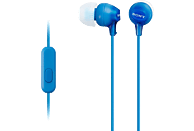 Auriculares de botón - Sony MDR-15APLI, Con micrófono, Botón, Tapones de Silicona, Iman de Neodimio, Azul