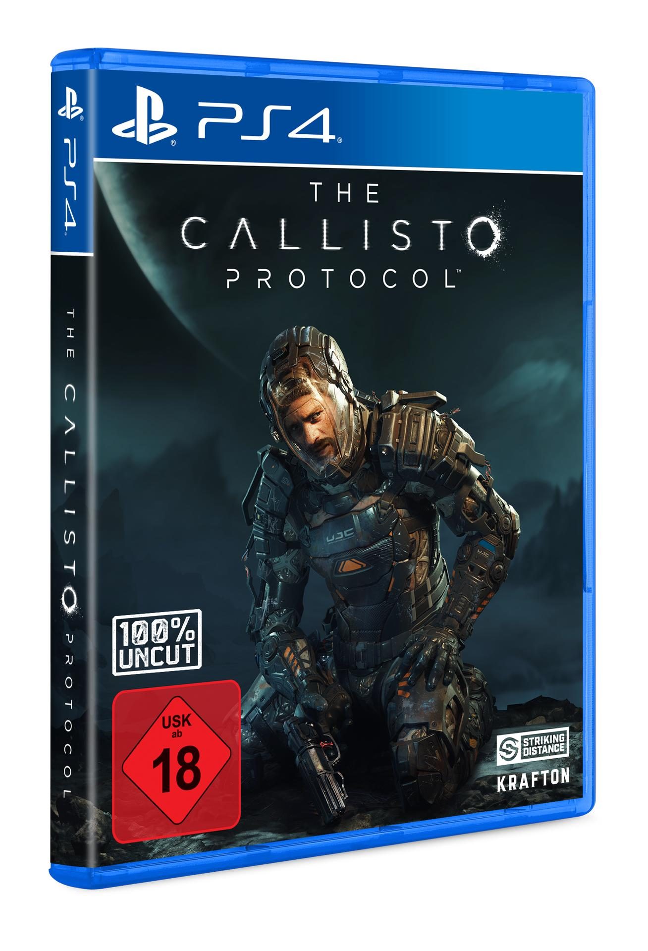 PS4-Spielverpackung für 'The Callisto Protocol', mit einem Mann im Raumanzug.
