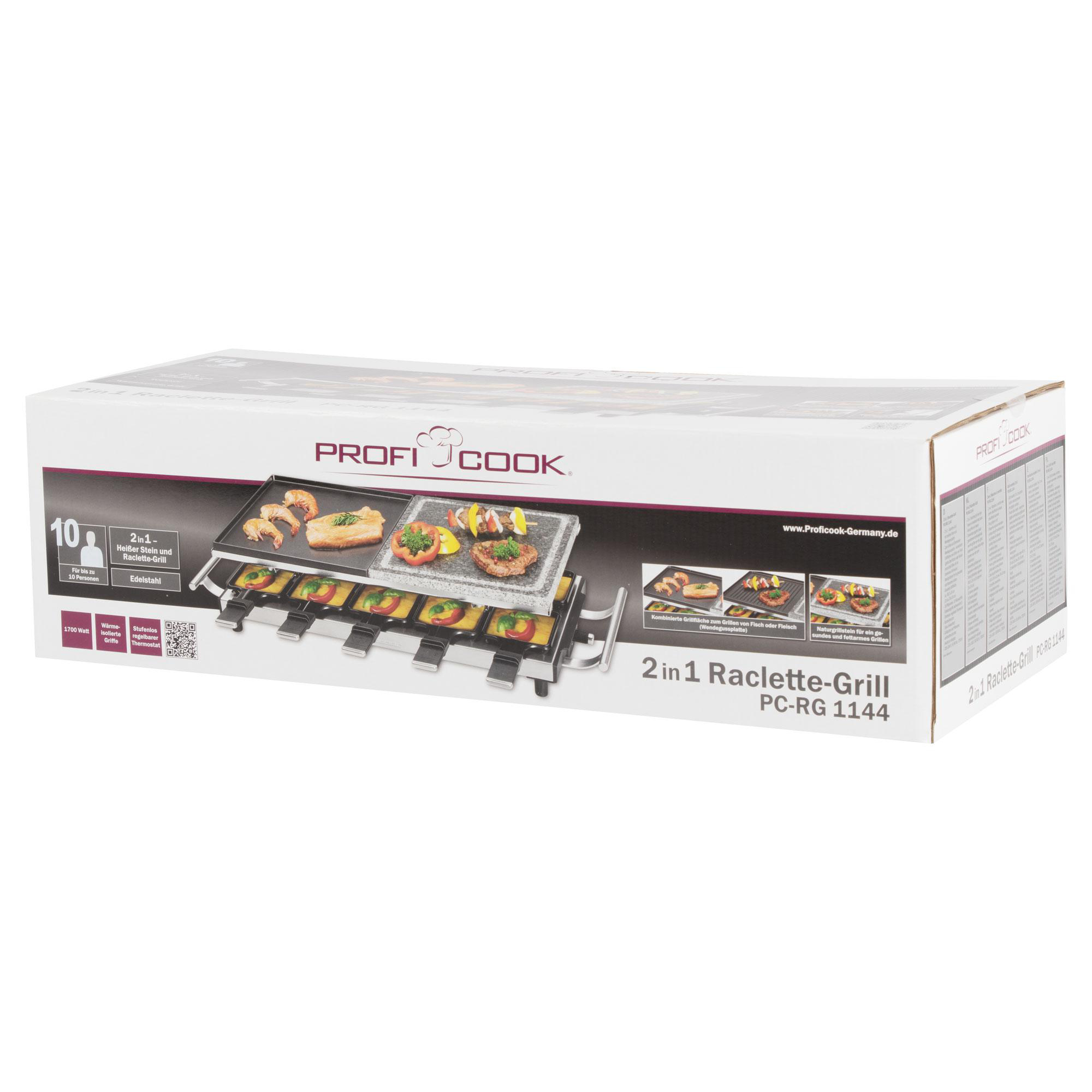 Box des 2 in 1 Raclette Grills PC-RG 1144.