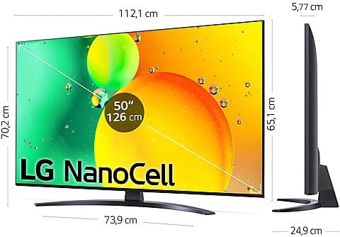 TV LED 50" - LG 50NANO766QA, UHD 4K, Procesador α5 Gen5 AI Processor 4K, Smart TV, DVB-T2 (H.265), Azul Oscuro