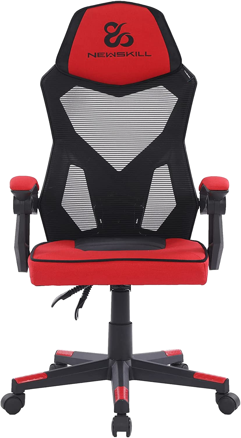 Silla gaming - Newskill Gaming Eros Tela Roja, Ergonómica, Reposabrazos, Altura ajustable, Rojo