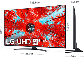 TV LED 55" - LG 55UQ91006LA, UHD 4K, Procesador α5 Gen5 AI Processor 4K, TDT2, Calibración TV incluida, Azul Oscuro Ceniza