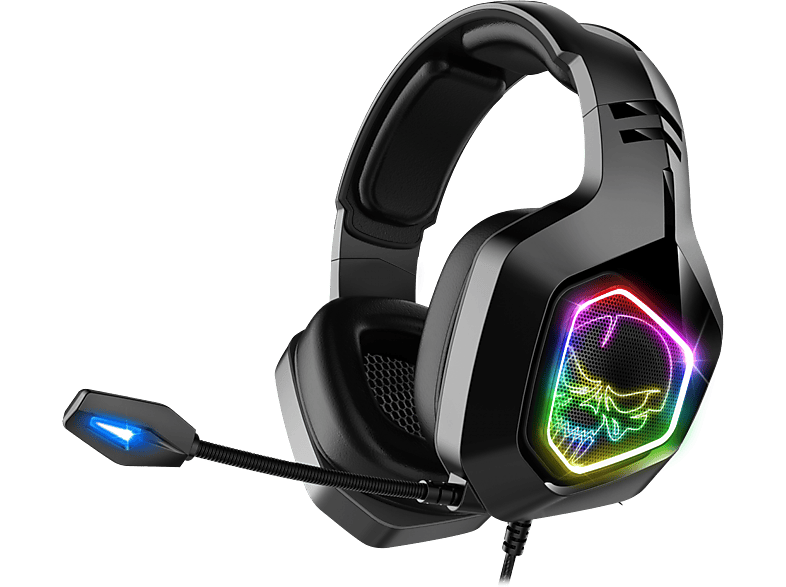 SPIRIT OF GAMER Elite H50 Black fejhallgató mikrofonnal, 3,5mm jack, RGB világítás, fekete (MIC-EH50BK)