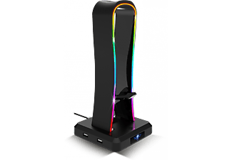 SPIRIT OF GAMER Sentinel fejhallgató állvány, 4xUSB2.0 HUB, RGB, fekete (SOG-STD1)