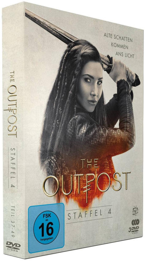 DVD-Box-Set von The Outpost, Staffel 4, mit einer Frau, die ein Schwert hält, auf dem Cover.