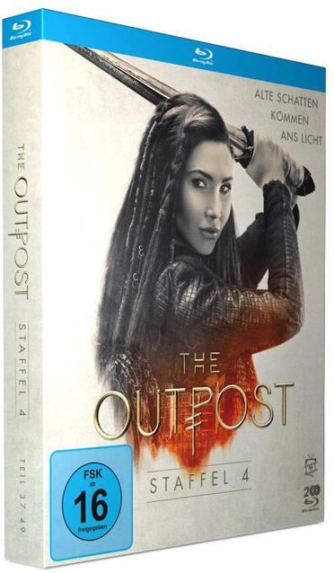The Outpost Staffel 4 DVD-Box-Art. Eine Frau hält ein Schwert. Text auf Deutsch.