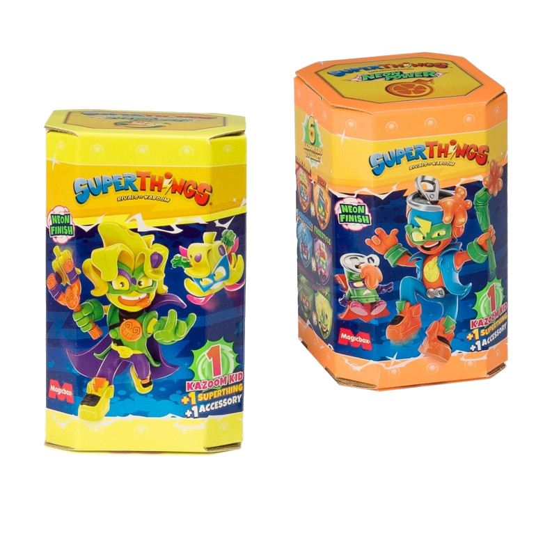 Figura - Magicbox Superthings Neon Power Serie Kazoom Kid, 3cm, Multicolor