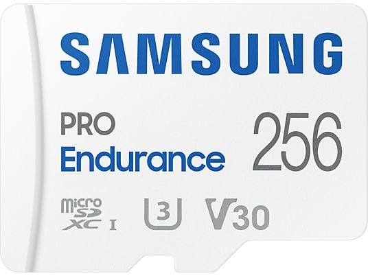 SAMSUNG PRO Endurance (2022) - Carte mémoire Micro SDXC  (256 GB, 100 MB/s, Blanc)
