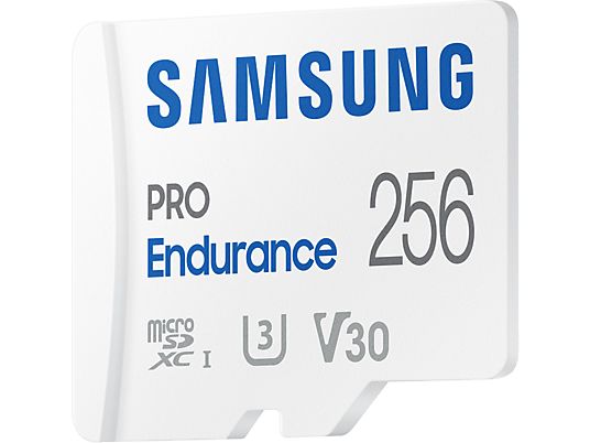 SAMSUNG PRO Endurance (2022) - Carte mémoire Micro SDXC  (256 GB, 100 MB/s, Blanc)