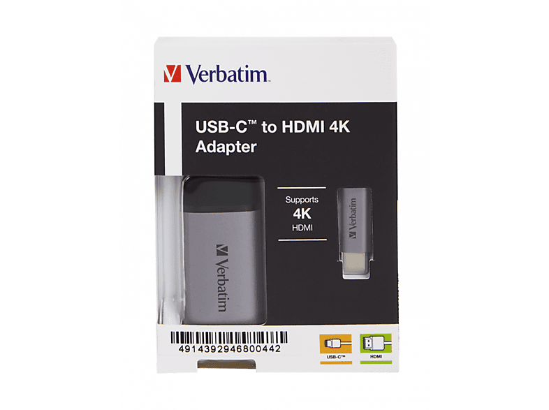 VERBATIM 10cm 4K USB-C / HDMI Dönüştürücü Gri_3