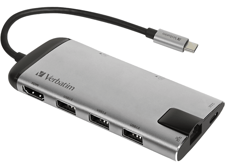 Verbatim Usb-C Multiport Hub Usb 3.1 Gen 1- Usb 3.0X3- Hdmi- Sdhc- Microsdhc- Rj45 Usb Çoklayıcı Gri - 1