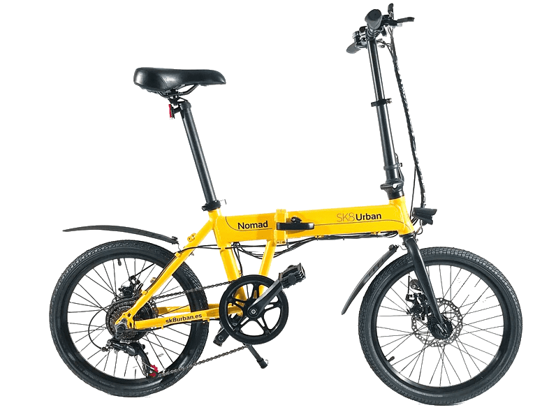 Bicicleta eléctrica - SK8 Urban Nomad, 250W, Plegable, 25km/h, Amarillo