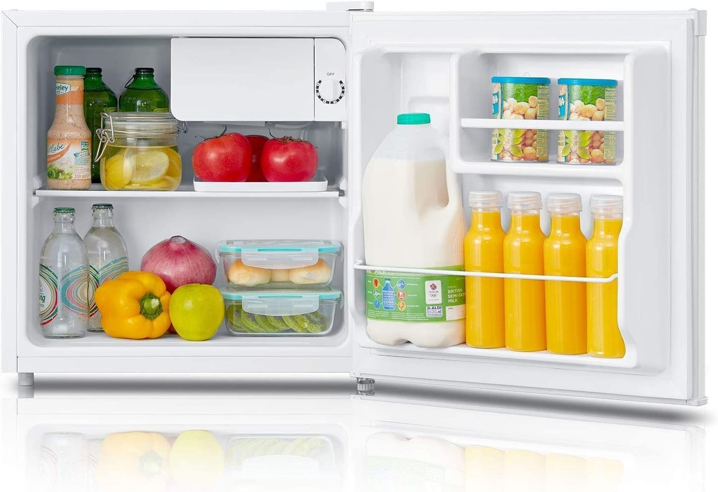 Frigorífico Table Top - Midea MDRD86SLF01, 48.5 cm, 47 l, Termostato ajustable, Blanco