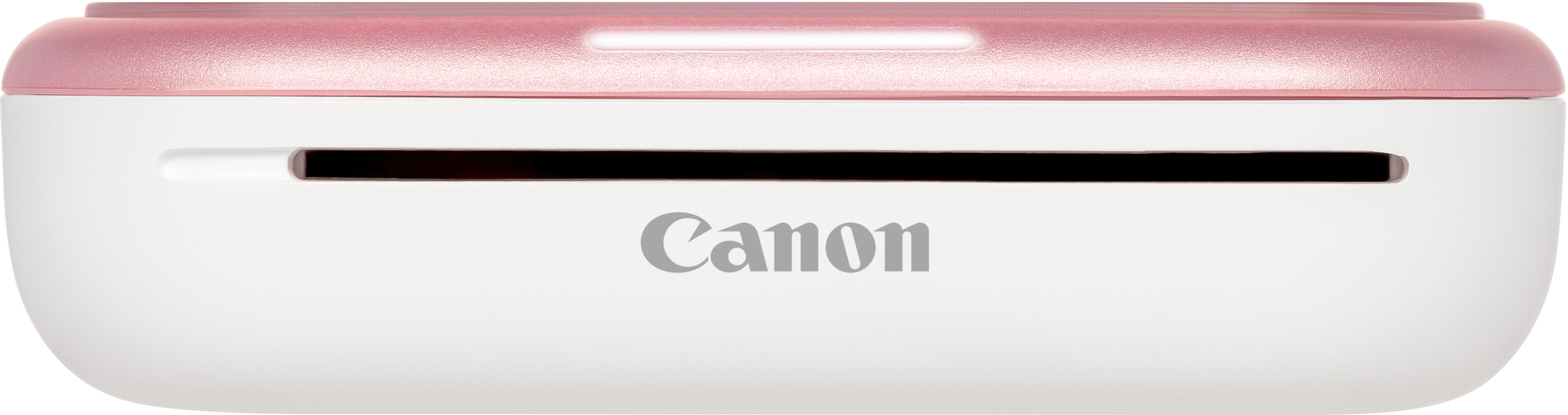 Weißer und pinkfarbener Canon-Drucker mit Canon-Logo, weiße Oberfläche.