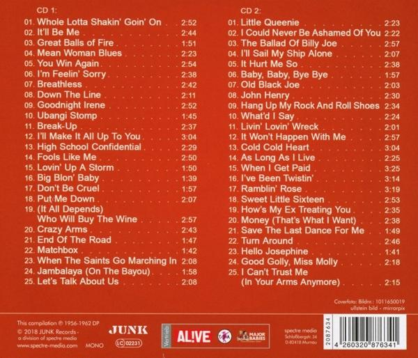 CD-Titelverzeichnis mit 25 Songs. Text: Diese Zusammenstellung 1956-1962. Junk Records.