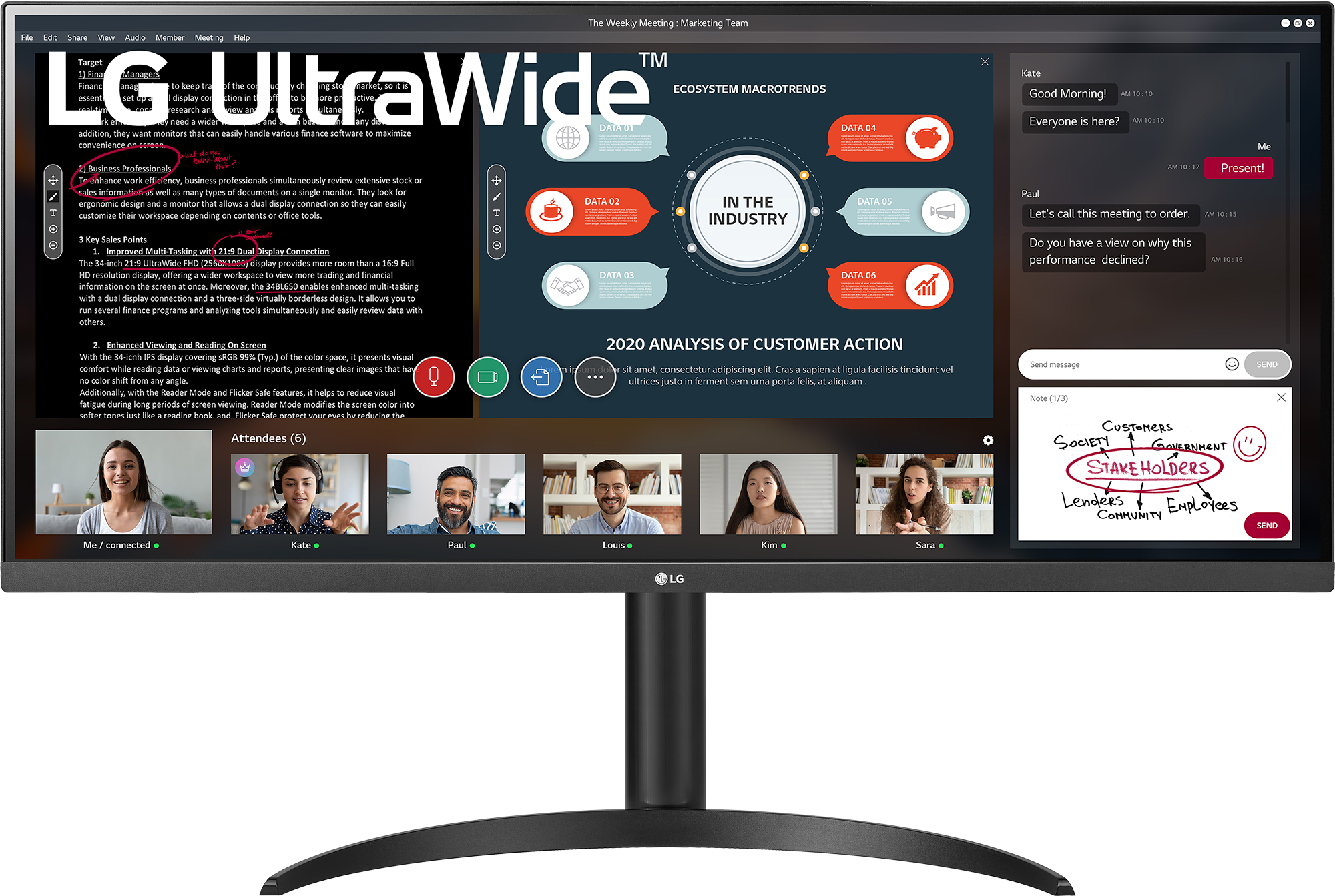 LG 34WP550-B.BEU - 34 inch - 2560 x 1080 (UW Full HD) - IPS-paneel - in hoogte verstelbaar