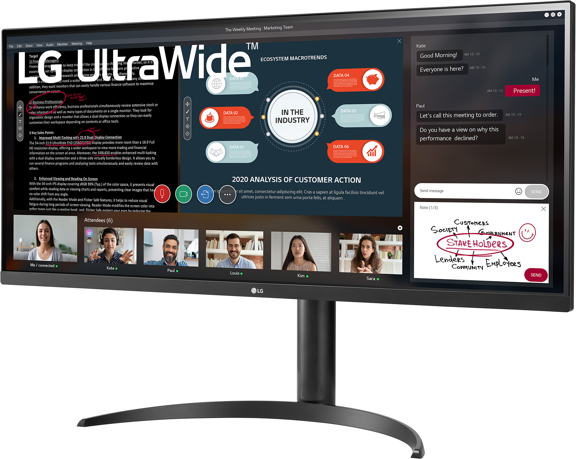LG 34WP550-B.BEU - 34 inch - 2560 x 1080 (UW Full HD) - IPS-paneel - in hoogte verstelbaar