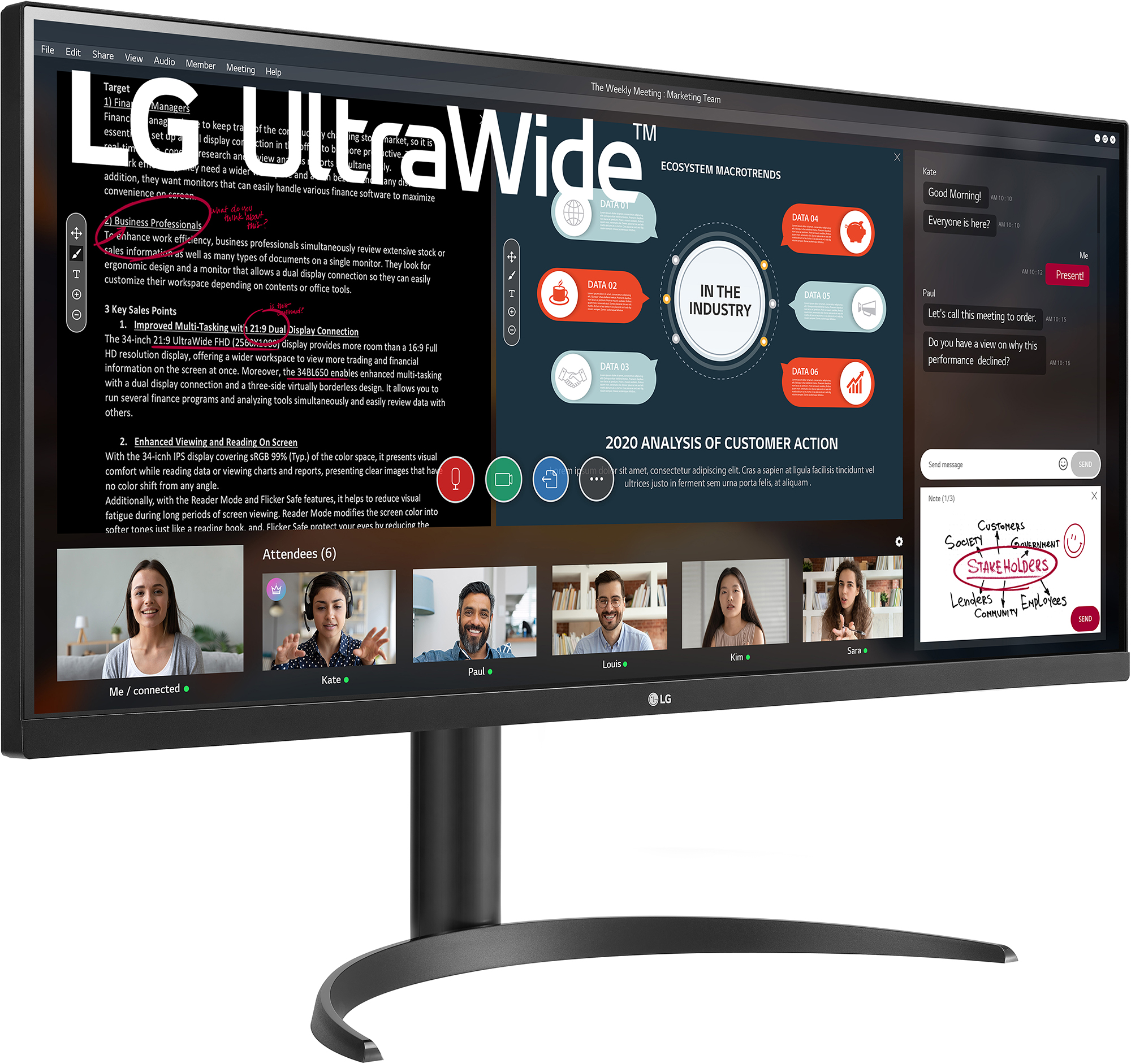 LG 34WP550-B.BEU - 34 inch - 2560 x 1080 (UW Full HD) - IPS-paneel - in hoogte verstelbaar