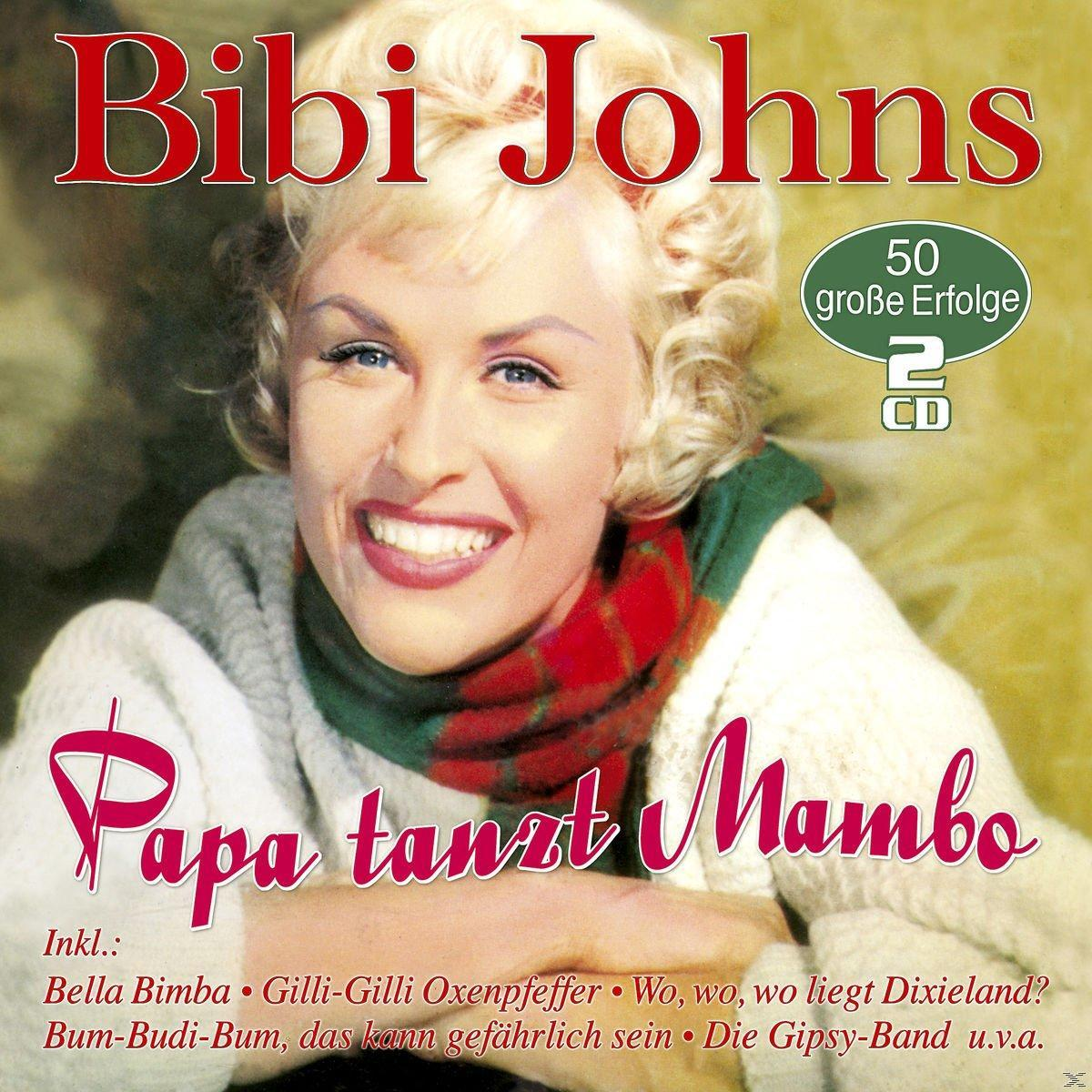 Albumcover von 'Papa tanzt Mambo' von Bibi Johns. Eine lächelnde Frau mit Schal.