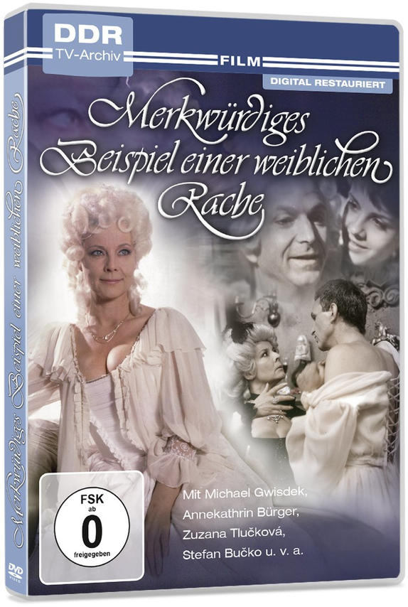 DVD-Hülle mit einer Frau in weißem Kleid. Text: Merkwürdiges Beispiel einer weiblichen Rache.